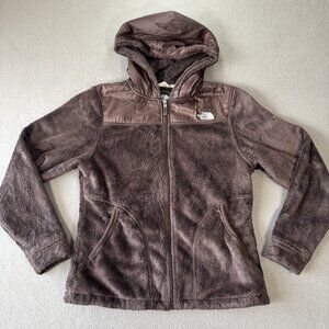 The North Face Osito Womens M Brown Hooded Full Zip Fleece Jacket Cozy Outdoor
